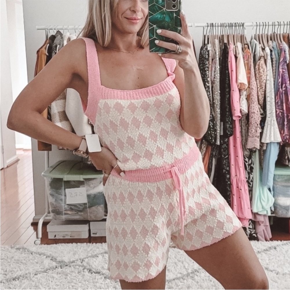 Free People Dream Diamond Pink & Yellow Romper, NWT